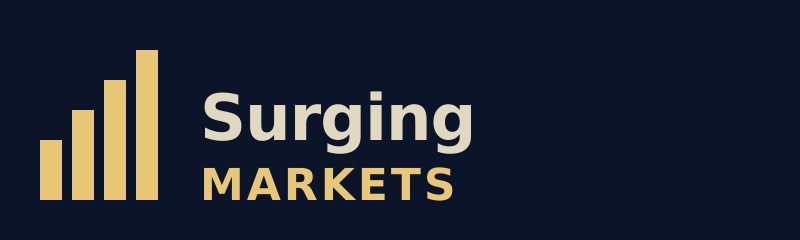 Surging Markets logo on dark